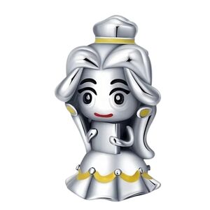 🎆LINX DISCOUNTINUED Disney Silver Cute Belle Beauty & the Beast Bracelet Charm